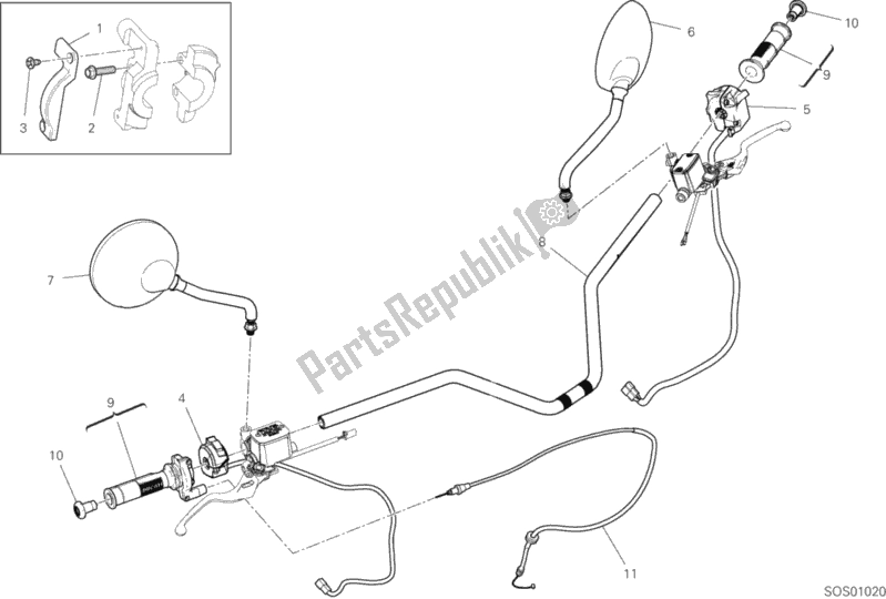 Tutte le parti per il 22a - Manubrio del Ducati Scrambler Icon Dark Thailand 803 2020